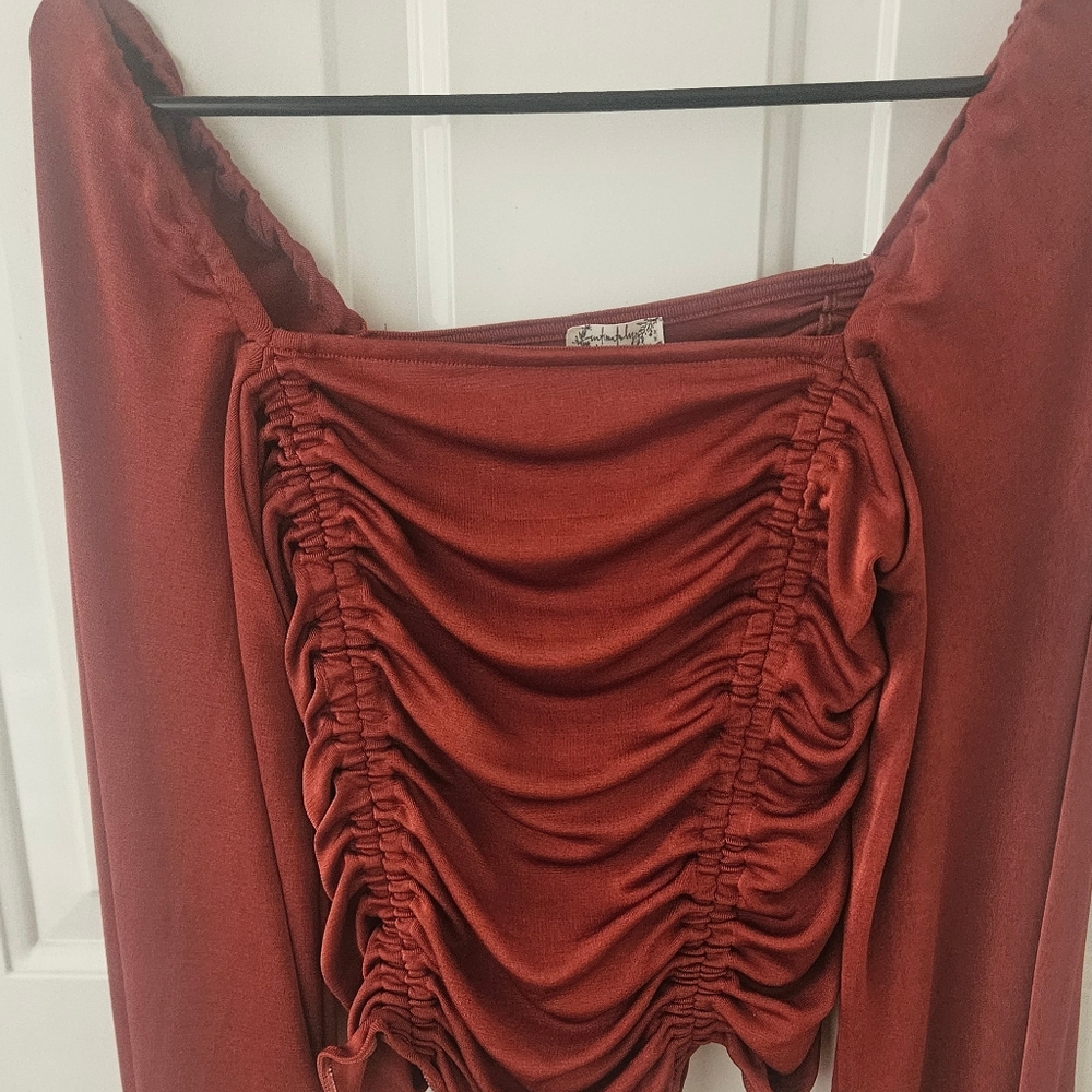Free People long sleeve Medium Ruched bodysuit